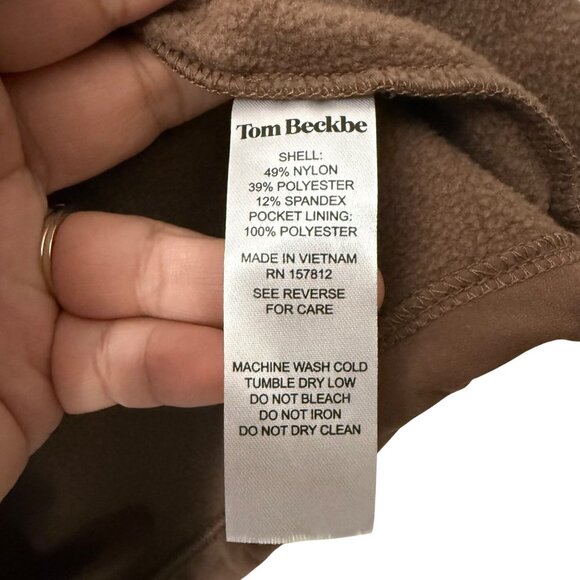 Tom Beckbe Brown Nylon Performance Full Zip Fleece Lined Vest Jacket Mens XLarge - Picture 5 of 5